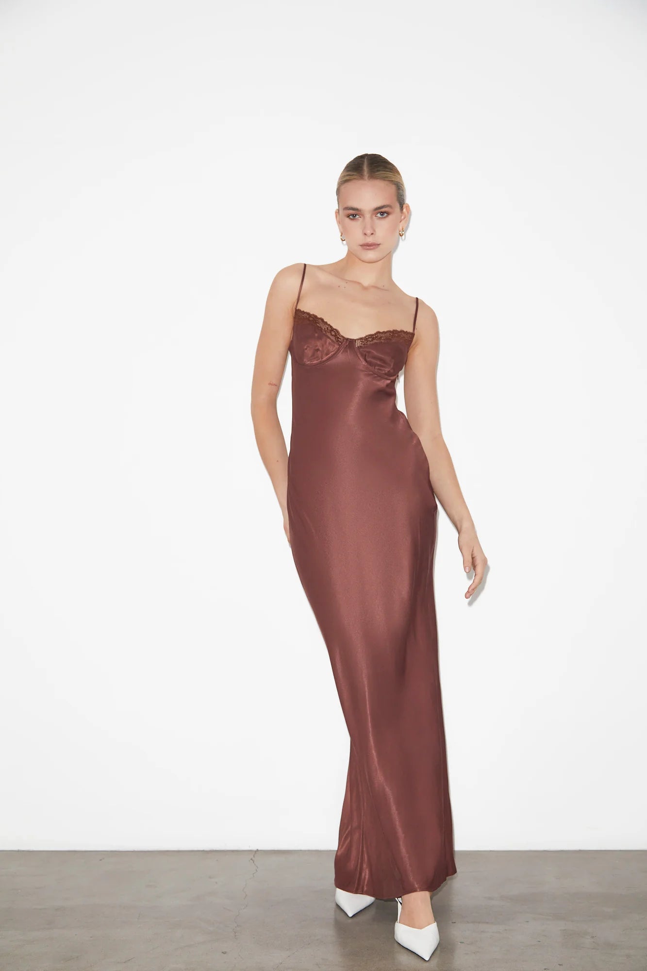 Heidi Lace Maxi Dress - Chocolate
